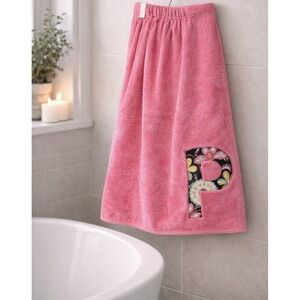 Spa Towel Wrap Robe Terry Cloth Monogram Initial P Elastic Top Bath Pool EUC